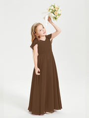 Robe de Demoiselle d'Honneur Junior en Mousseline Délicate Brun
