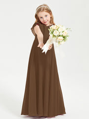 Robe de Demoiselle d'Honneur Junior en Mousseline Délicate Brun