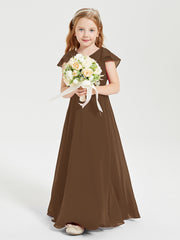 Robe de Demoiselle d'Honneur Junior en Mousseline Délicate Brun