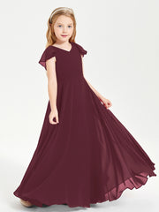 Robe de Demoiselle d'Honneur Junior en Mousseline Délicate Cabernet