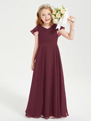 Robe de Demoiselle d'Honneur Junior en Mousseline Délicate Cabernet