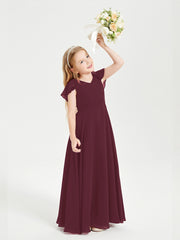 Robe de Demoiselle d'Honneur Junior en Mousseline Délicate Cabernet