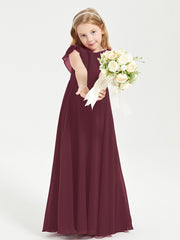 Robe de Demoiselle d'Honneur Junior en Mousseline Délicate Cabernet