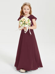 Robe de Demoiselle d'Honneur Junior en Mousseline Délicate Cabernet