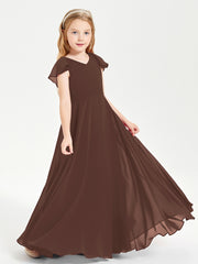 Robe de Demoiselle d'Honneur Junior en Mousseline Délicate Chocolat