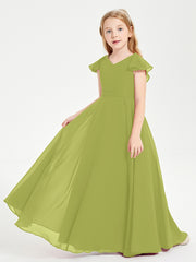 Robe de Demoiselle d'Honneur Junior en Mousseline Délicate Trèfle