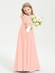 Robe de Demoiselle d'Honneur Junior en Mousseline Délicate Corail