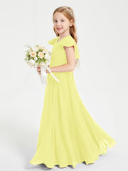 Robe de Demoiselle d'Honneur Junior en Mousseline Délicate Jonquille