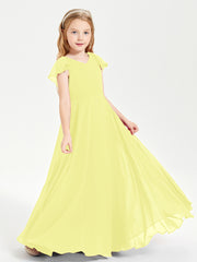 Robe de Demoiselle d'Honneur Junior en Mousseline Délicate Jonquille