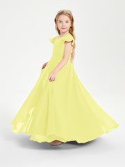Robe de Demoiselle d'Honneur Junior en Mousseline Délicate Jonquille