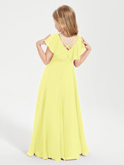 Robe de Demoiselle d'Honneur Junior en Mousseline Délicate Jonquille