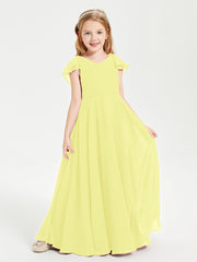 Robe de Demoiselle d'Honneur Junior en Mousseline Délicate Jonquille