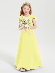 Robe de Demoiselle d'Honneur Junior en Mousseline Délicate Jonquille
