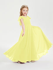 Robe de Demoiselle d'Honneur Junior en Mousseline Délicate Jonquille
