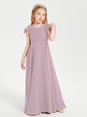 Robe de Demoiselle d'Honneur Junior en Mousseline Délicate Dusk