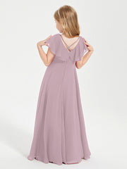 Robe de Demoiselle d'Honneur Junior en Mousseline Délicate Dusk