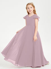 Robe de Demoiselle d'Honneur Junior en Mousseline Délicate Dusk