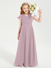Robe de Demoiselle d'Honneur Junior en Mousseline Délicate Dusk