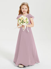 Robe de Demoiselle d'Honneur Junior en Mousseline Délicate Dusk