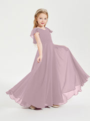 Robe de Demoiselle d'Honneur Junior en Mousseline Délicate Dusk