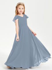 Robe de Demoiselle d'Honneur Junior en Mousseline Délicate Bleu Poudré