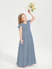 Robe de Demoiselle d'Honneur Junior en Mousseline Délicate Bleu Poudré