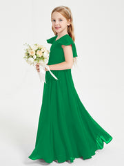 Robe de Demoiselle d'Honneur Junior en Mousseline Délicate Emeraude