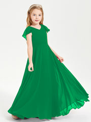Robe de Demoiselle d'Honneur Junior en Mousseline Délicate Emeraude