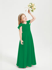 Robe de Demoiselle d'Honneur Junior en Mousseline Délicate Emeraude