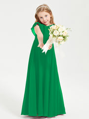 Robe de Demoiselle d'Honneur Junior en Mousseline Délicate Emeraude
