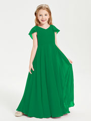 Robe de Demoiselle d'Honneur Junior en Mousseline Délicate Emeraude