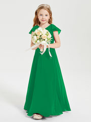 Robe de Demoiselle d'Honneur Junior en Mousseline Délicate Emeraude