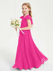Robe de Demoiselle d'Honneur Junior en Mousseline Délicate Fuchsia