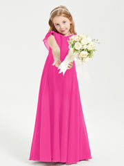 Robe de Demoiselle d'Honneur Junior en Mousseline Délicate Fuchsia
