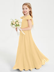 Robe de Demoiselle d'Honneur Junior en Mousseline Délicate Or