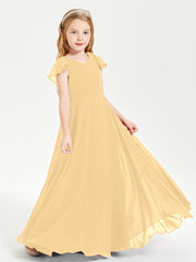 Robe de Demoiselle d'Honneur Junior en Mousseline Délicate Or