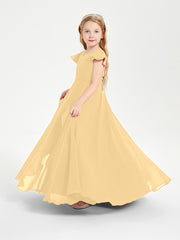 Robe de Demoiselle d'Honneur Junior en Mousseline Délicate Or