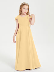 Robe de Demoiselle d'Honneur Junior en Mousseline Délicate Or