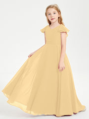Robe de Demoiselle d'Honneur Junior en Mousseline Délicate Or