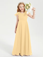 Robe de Demoiselle d'Honneur Junior en Mousseline Délicate Or