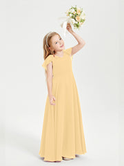 Robe de Demoiselle d'Honneur Junior en Mousseline Délicate Or