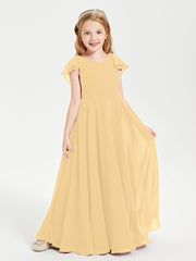 Robe de Demoiselle d'Honneur Junior en Mousseline Délicate Or
