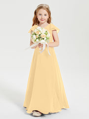 Robe de Demoiselle d'Honneur Junior en Mousseline Délicate Or