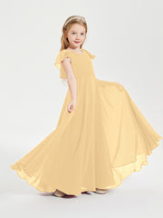 Robe de Demoiselle d'Honneur Junior en Mousseline Délicate Or