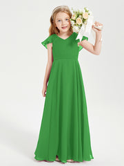 Robe de Demoiselle d'Honneur Junior en Mousseline Délicate Vert