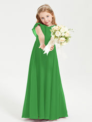 Robe de Demoiselle d'Honneur Junior en Mousseline Délicate Vert