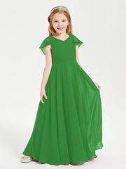 Robe de Demoiselle d'Honneur Junior en Mousseline Délicate Vert