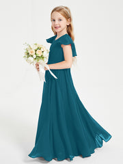 Robe de Demoiselle d'Honneur Junior en Mousseline Délicate Bleu Encre