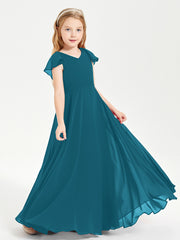 Robe de Demoiselle d'Honneur Junior en Mousseline Délicate Bleu Encre