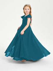 Robe de Demoiselle d'Honneur Junior en Mousseline Délicate Bleu Encre
